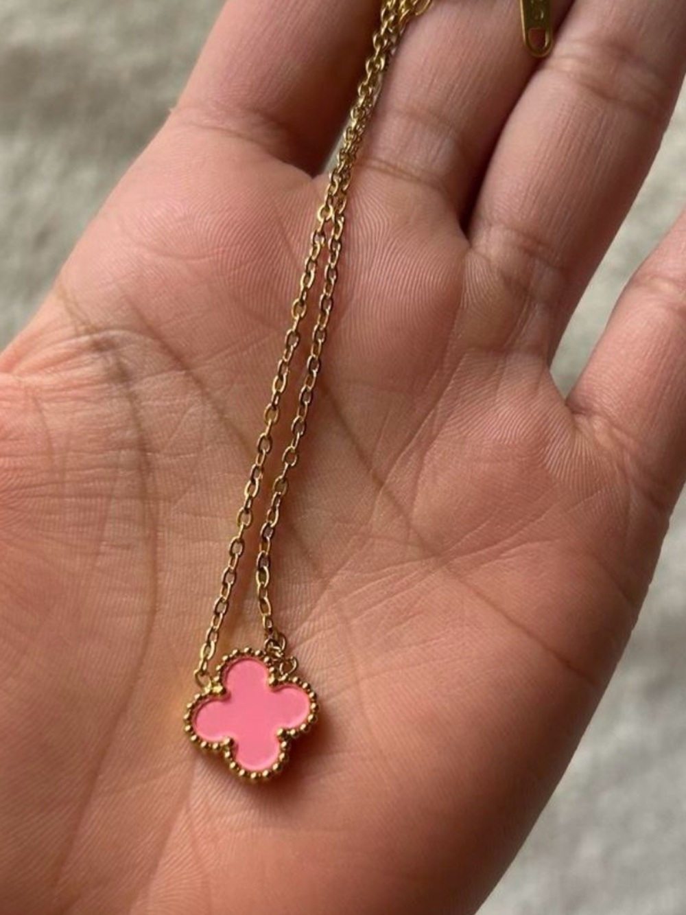 Hot Pink 4 Leaf Clover Pendant Necklace - Women Jewelry